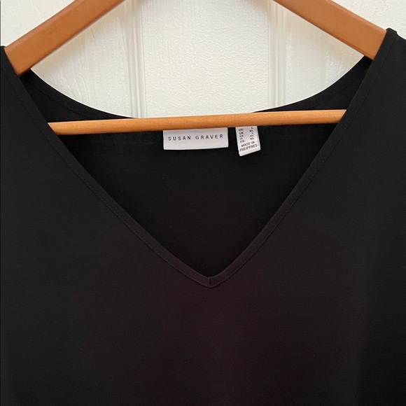 Susan Graver Black V-Neck Tank Top - Picture 2 of 3